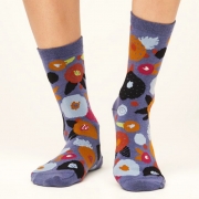 Thought Bio-Katoenen Sokken - Abstract Floral Blueberry Blue Comfortabele sokken van bio-katoen
